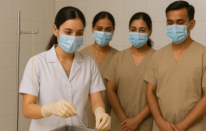 Kṣārakarma procedure for piles at Chiraayu Hospital